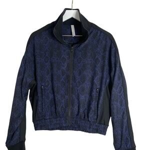 Athleta Brooklyn‎ Bomber Full Zip Track Jacket Women's Size XS Blue/Black